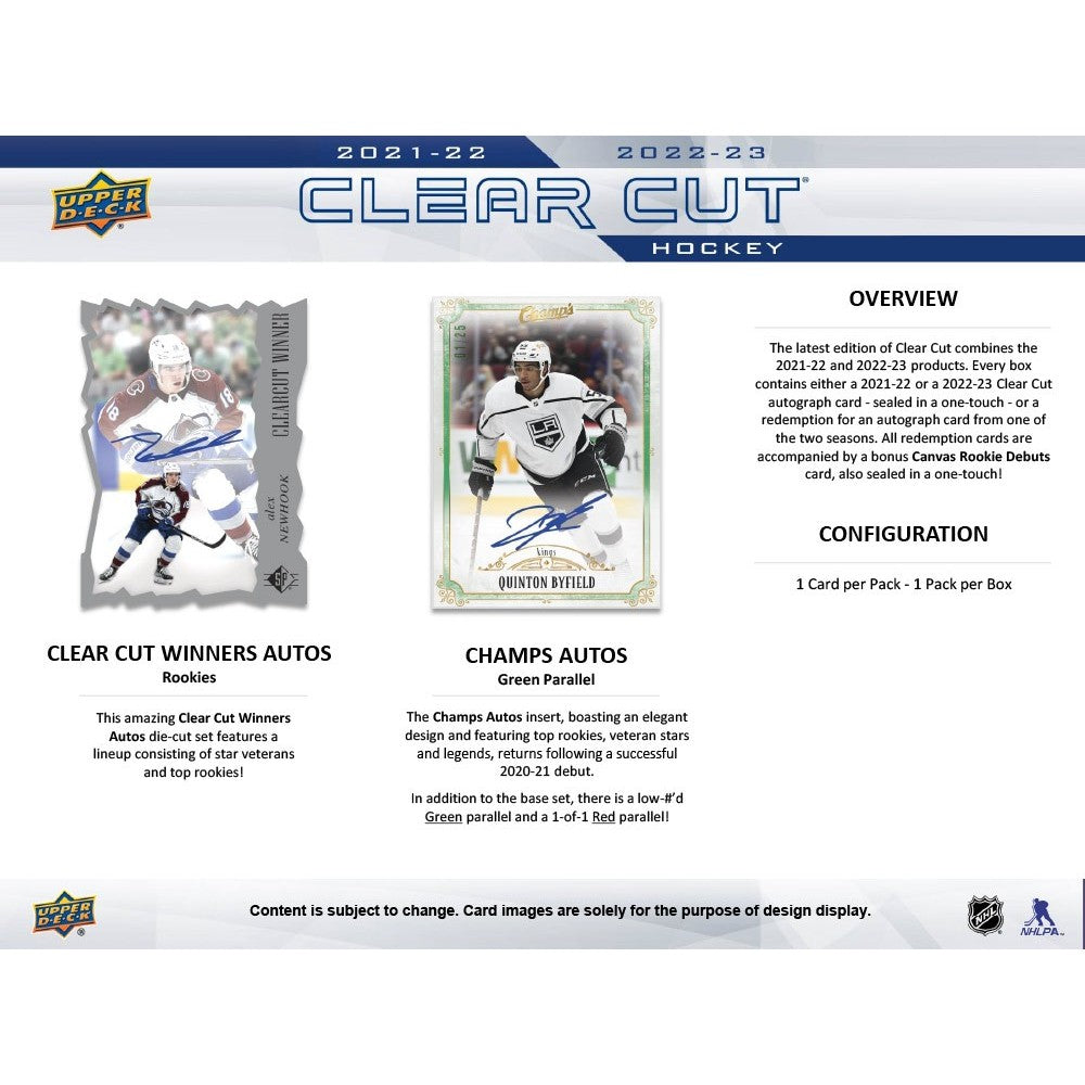 LIVE OPENING 2021-22/2022-23 UPPER DECK CLEAR CUT HOCKEY HOBBY BOX