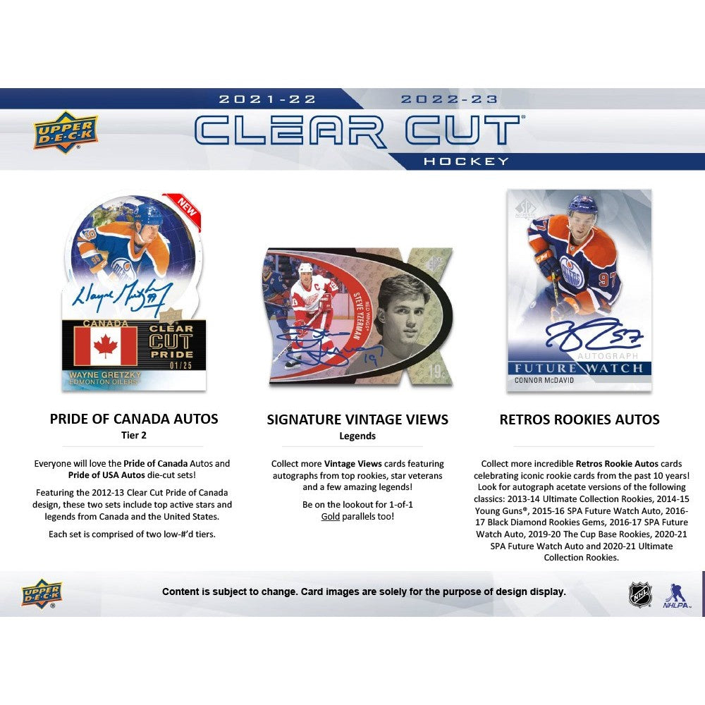 LIVE OPENING 2021-22/2022-23 UPPER DECK CLEAR CUT HOCKEY HOBBY BOX