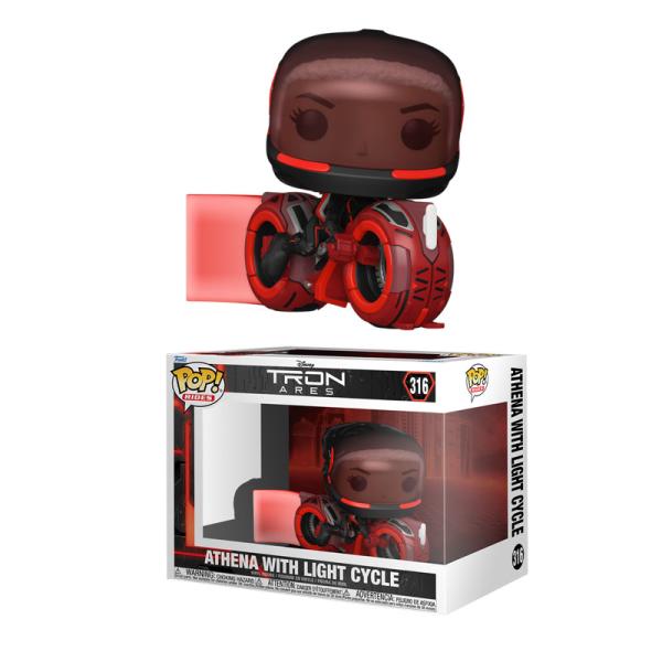 Figurine Funko Pop! TRON Ares Athena sur sa moto lumineuse