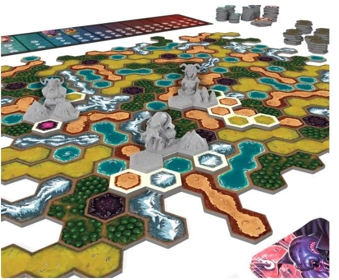 Dawn of Ulos, jeu de plateau – Jeu de stratégie économique de pose de tuiles dans l'univers de Roll Player