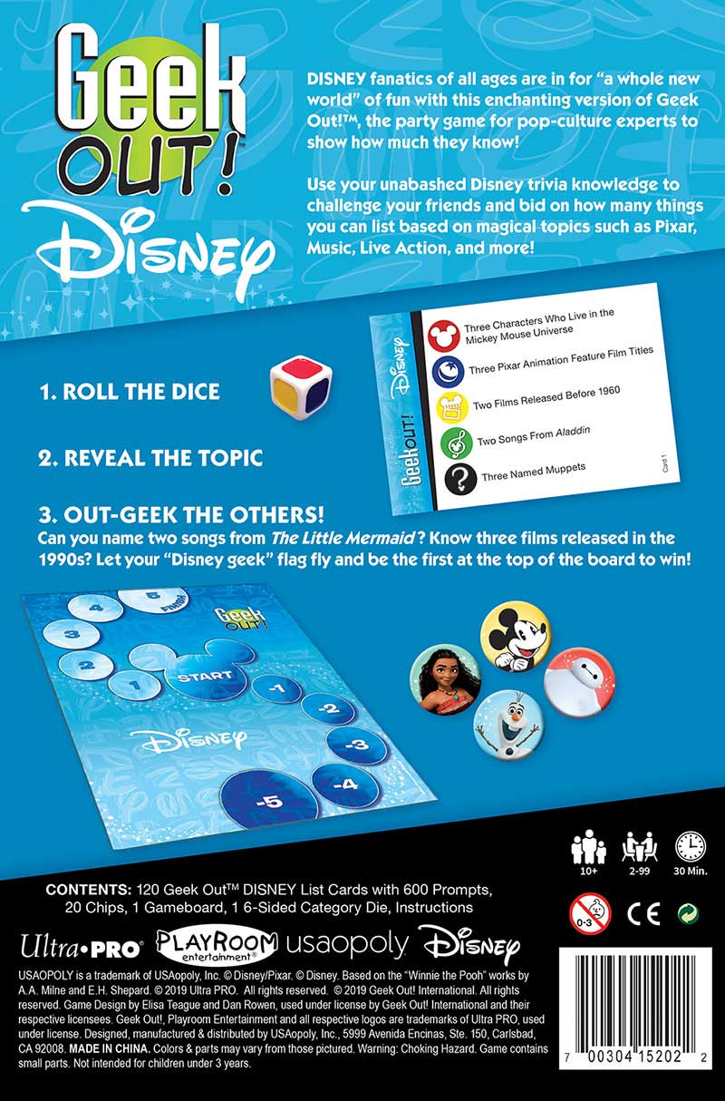 Geek Out! Édition Disney – Jeu de cartes de questions-réponses et de bluff pour les fans de Disney