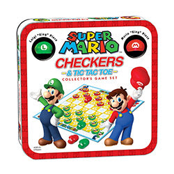 Super Mario vs. Luigi Checkers and Tic-Tac-Toe Combo Tin – Two Classic Games in One Collectible Set
