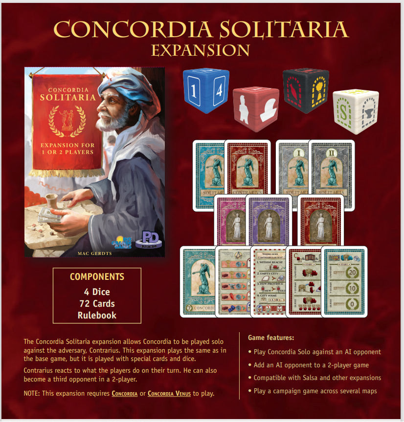Extension Concordia : Solitaria – Mode solo et adversaire IA